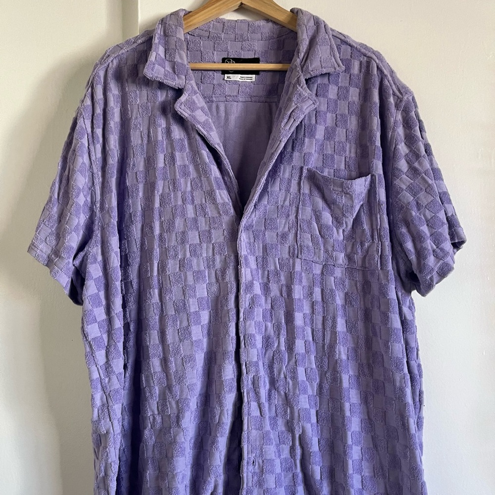 Purple Textured Button Down Shirt